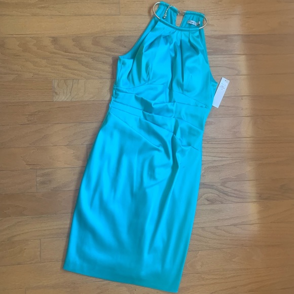 Eliza J Satin Chain Halter Sheath Dress - Picture 1 of 8